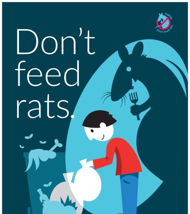 gezeichnetes Plakat mit Schrift Don't feed rats