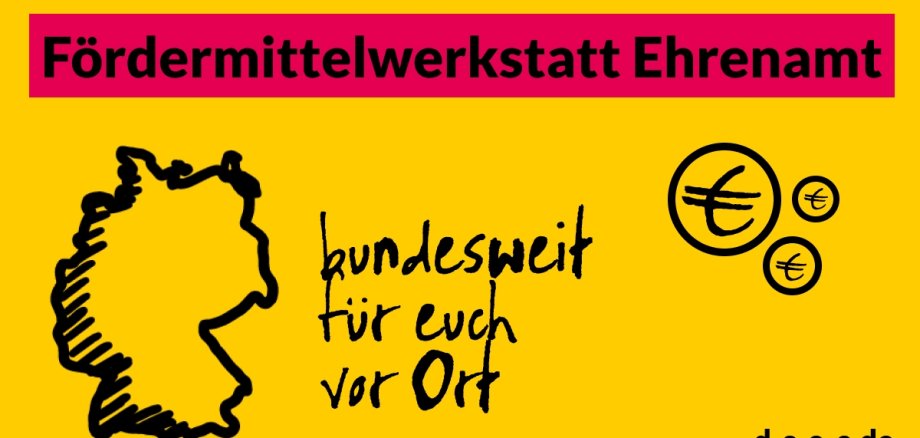 Schrift und Logo in den Farben gelb und rot