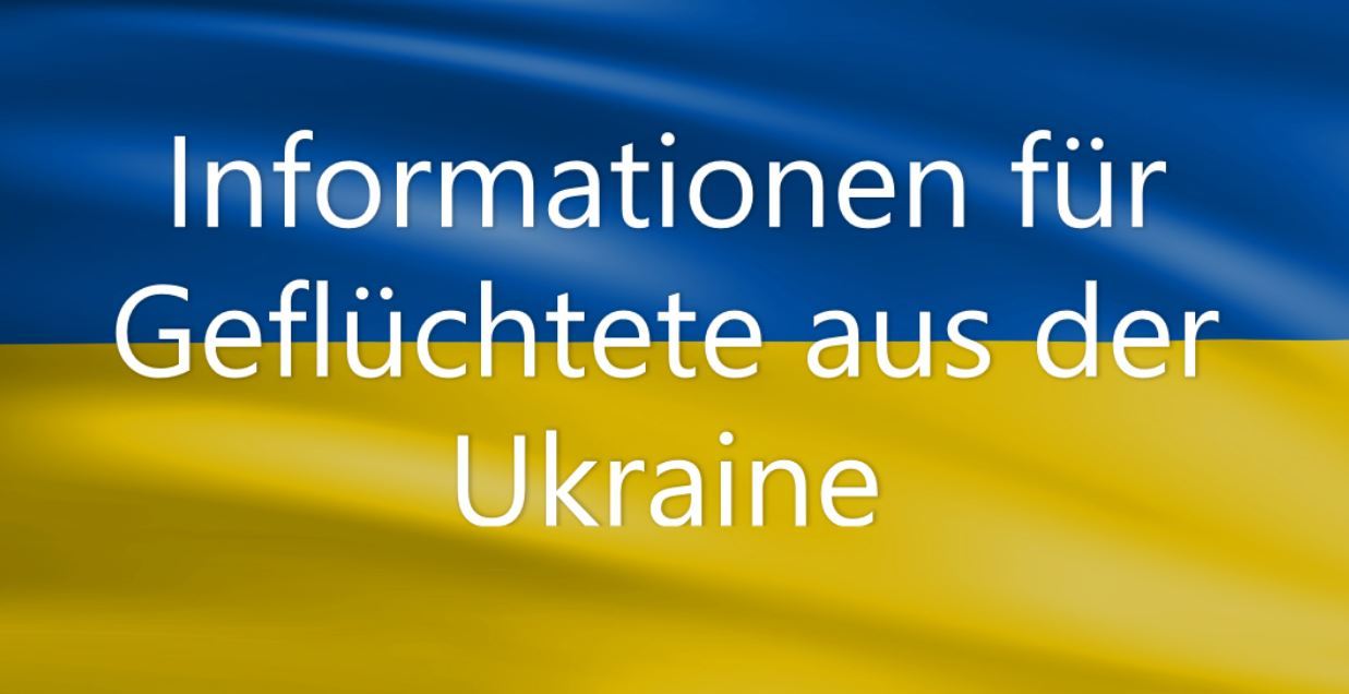 Infotext auf ukrainischer Flagge